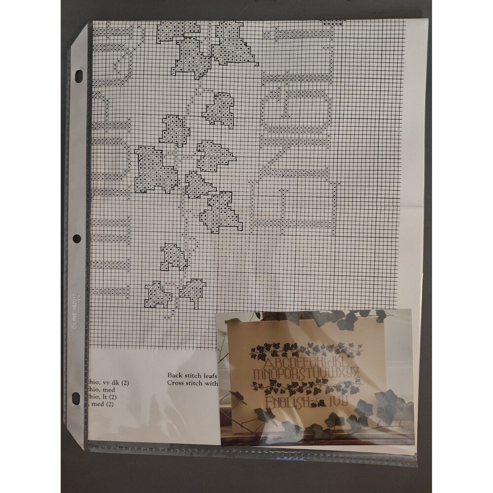 Vintage English Ivy Alphabet Cross Stitch Pattern Leaflet Chart Sampler